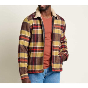 Toad&Co Burntside Flannel Plaid Jacket Mens M Trucker Sherpa Lined‎ Wool Blend